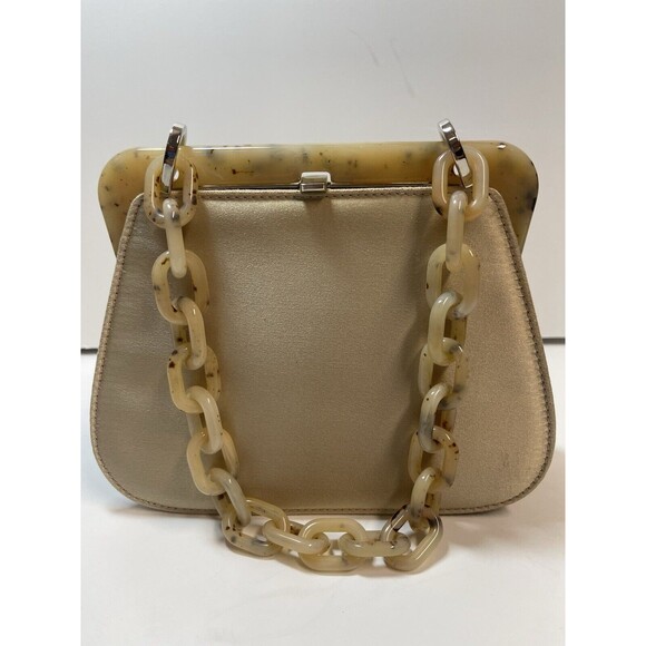 Prada Satin Mini Frame Gold Hand Bag (Repaired/Reconstructed) - Picture 1 of 12